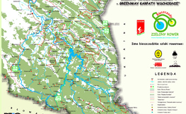 Mapa przedstawiająca trasy rowerowe na terenie Bieszczadów, źródło Internet